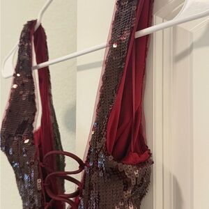 Sequin Burgundy Red Women's Maxi Dress